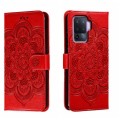For OPPO A94 4G Sun Mandala Embossing Pattern Phone Leather Case(Red)