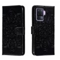 For OPPO A94 4G Sun Mandala Embossing Pattern Phone Leather Case(Black)