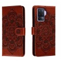 For OPPO A94 4G Sun Mandala Embossing Pattern Phone Leather Case(Brown)