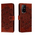 For OPPO A94 5G Sun Mandala Embossing Pattern Phone Leather Case(Brown)