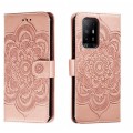 For OPPO A94 5G Sun Mandala Embossing Pattern Phone Leather Case(Rose Gold)