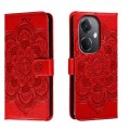 For OPPO K11 Sun Mandala Embossing Pattern Phone Leather Case(Red)