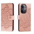 For OPPO K11 Sun Mandala Embossing Pattern Phone Leather Case(Rose Gold)