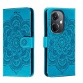 For OPPO K11 Sun Mandala Embossing Pattern Phone Leather Case(Blue)