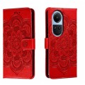 For OPPO Reno10 5G Global Sun Mandala Embossing Pattern Phone Leather Case(Red)