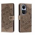 For OPPO Reno10 5G Global Sun Mandala Embossing Pattern Phone Leather Case(Grey)