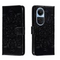 For OPPO Reno10 5G Global Sun Mandala Embossing Pattern Phone Leather Case(Black)