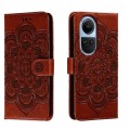 For OPPO Reno10 5G Global Sun Mandala Embossing Pattern Phone Leather Case(Brown)