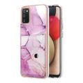 For Samsung Galaxy A02s US Version Marble Pattern IMD Card Slot Phone Case(Pink Purple Gold)