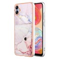 For Samsung Galaxy A04e Marble Pattern IMD Card Slot Phone Case(Rose Gold)