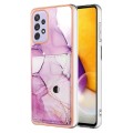 For Samsung Galaxy A33 5G Marble Pattern IMD Card Slot Phone Case(Pink Purple Gold)