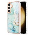 For Samsung Galaxy S24 5G Marble Pattern IMD Card Slot Phone Case(Green)