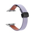 For Apple Watch Series 8 45mm Slim Magnetic Buckle Genuine Leather Watch Band(Plain Purple)