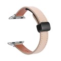 For Apple Watch Series 5 40mm Slim Magnetic Buckle Genuine Leather Watch Band(Plain Apricot)