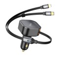 hoco NZ13 Clever PD30W Car Charger with Type-C + 8 Pin Telescopic Cable(Black)