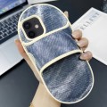 For iPhone 12 Creative Denim Slipper Design TPU Phone Case(Grey Blue)