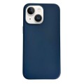 For iPhone 15 Plus Pure Color Leather Magsafe Magnetic Phone Case(Dark Blue)