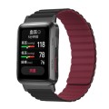 For Huawei Watch D Magnetic Silicone Watch Band(Black Wine Red)