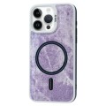 For iPhone 14 Pro Max Contrast Color Denim MagSafe Magnetic Phone Case(Pink Purple)