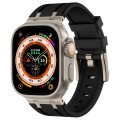 For Apple Watch Ultra 2 49mm Stone Grain Liquid Silicone Watch Band(Titanium Black)