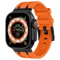 For Apple Watch Ultra 49mm Stone Grain Liquid Silicone Watch Band(Black Orange)