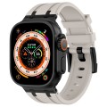 For Apple Watch Ultra 49mm Stone Grain Liquid Silicone Watch Band(Black Starlight)