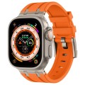 For Apple Watch Ultra 49mm Stone Grain Liquid Silicone Watch Band(Titanium Orange)