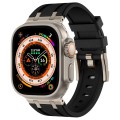 For Apple Watch Ultra 49mm Stone Grain Liquid Silicone Watch Band(Titanium Black)