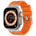 For Apple Watch Ultra 49mm Stone Grain Liquid Silicone Watch Band(Sliver Orange)