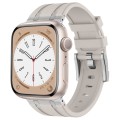 For Apple Watch SE 44mm Stone Grain Liquid Silicone Watch Band(Silver Starlight)