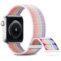 For Apple Watch Series 7 41mm Dual Hook and Loop Nylon Watch Band(Rainbow)