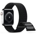 For Apple Watch Series 7 45mm Dual Hook and Loop Nylon Watch Band(Dark Black)