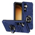 For Samsung Galaxy S24+ 5G TPU+PC Shockproof Card Phone Case with Metal Ring Holder(Blue)