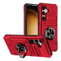For Samsung Galaxy A25 5G TPU+PC Shockproof Card Phone Case with Metal Ring Holder(Red)