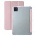For Xiaomi Pad 6S Pro 3-fold Clear Acrylic Leather Tablet Case with Pen Slot(Sand Pink)