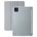 For Xiaomi Pad 6S Pro 3-fold Clear Acrylic Leather Tablet Case with Pen Slot(Space Gray)
