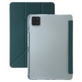 For Xiaomi Pad 6S Pro Clear Acrylic Deformation Leather Tablet Case with Pen Slot(Dark Green)