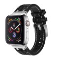 For Apple Watch SE 2023 40mm Crocodile Texture Liquid Silicone Watch Band(Silver White Black)