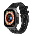 For Apple Watch Ultra 2 49mm Crocodile Texture Liquid Silicone Watch Band(Black White Black)