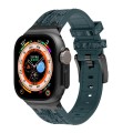 For Apple Watch Ultra 2 49mm Crocodile Texture Liquid Silicone Watch Band(Black Deep Green)