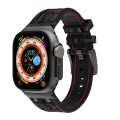 For Apple Watch Ultra 49mm Crocodile Texture Liquid Silicone Watch Band(Black Red Black)