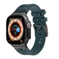For Apple Watch Ultra 49mm Crocodile Texture Liquid Silicone Watch Band(Black Deep Green)