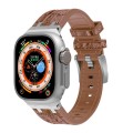 For Apple Watch Ultra 49mm Crocodile Texture Liquid Silicone Watch Band(Silver Yellow Brown)