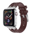 For Apple Watch SE 2022 44mm Crocodile Texture Liquid Silicone Watch Band(Silver Dark Brown)