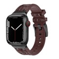 For Apple Watch 42mm Crocodile Texture Liquid Silicone Watch Band(Black Dark Brown)