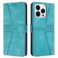 For iPhone 15 Pro Max Triangle Solid Color Leather Phone Case(Green)