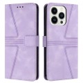 For iPhone 15 Pro Triangle Solid Color Leather Phone Case(Purple)