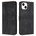 For iPhone 15 Plus Triangle Solid Color Leather Phone Case(Black)