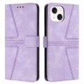 For iPhone 15 Plus Triangle Solid Color Leather Phone Case(Purple)