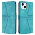 For iPhone 15 Triangle Solid Color Leather Phone Case(Green)